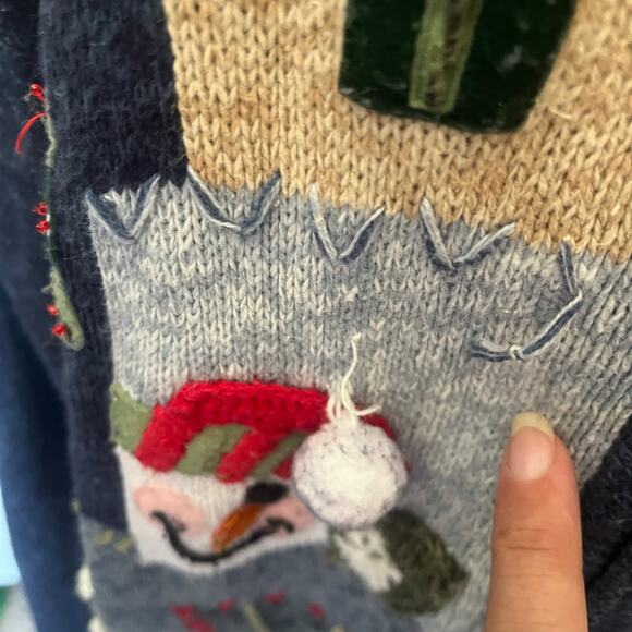 Heirloom Collectibles Christmas Y2K Zip Sweater Sz XL Snowman Ugly Christmas - Picture 9 of 16